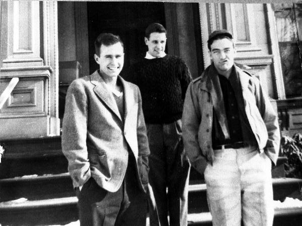 George H. Bush with two Yale classmates 1945-1948.jpg